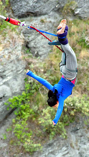 Bungee jumping at the original source, South Island, New Zealand photo tour image